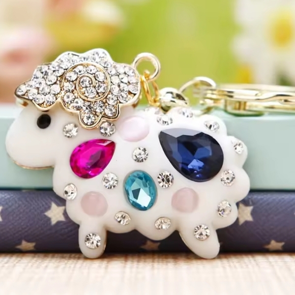 Accessories - White Rhinestones Sheep Key Chain Bag Key Charm High End Metal Zinc Alloy